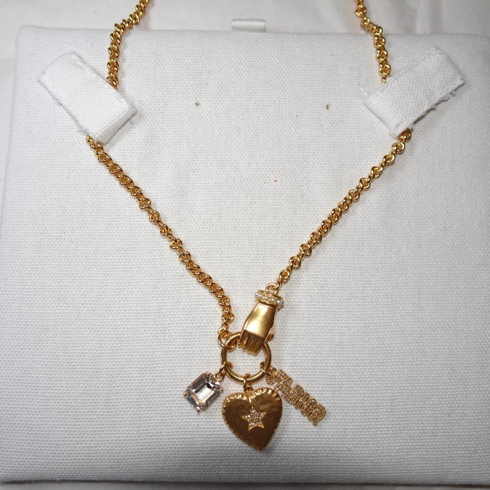 Dior J'Adior Hand Heart Crystal Gold Chain Necklace - Picture 3 of 13
